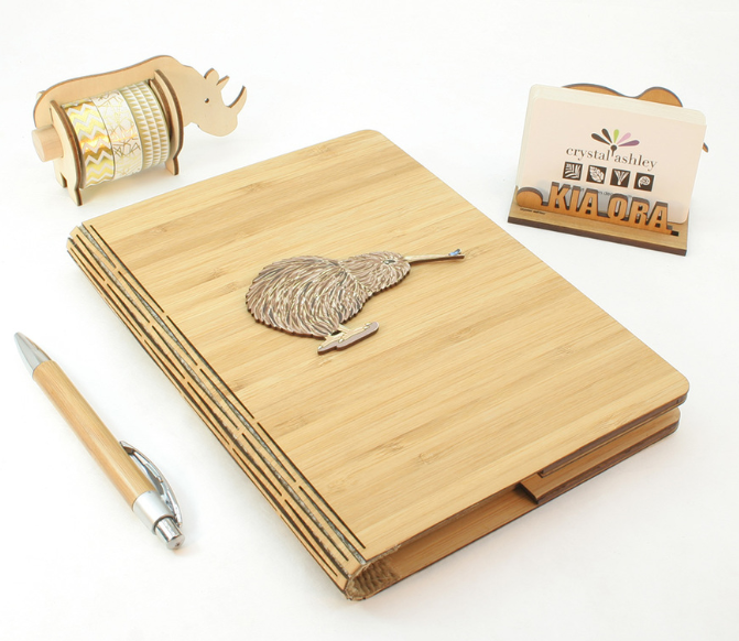 Bamboo Journal: Kiwi with Butterfly (pkwbtfnb)