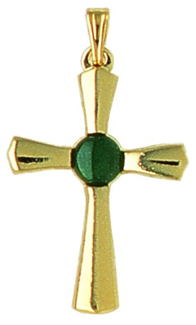 GO421 Gold Greenstone Small Cross Pendant
