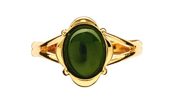 GO920 Gold Greenstone Oval Ring