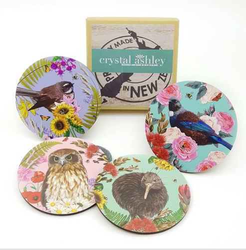 Coasters - Printed Floral NZ Birds