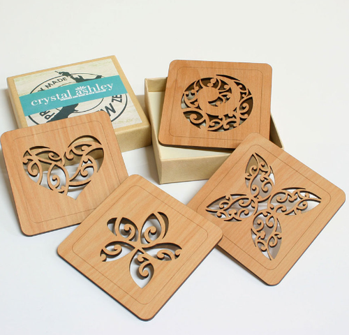 Coasters Set: Kowhaiwhai Rimu