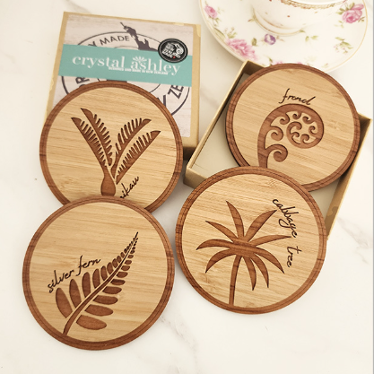 Coasters Set Bamboo+ Rimu: NZ Native Trees (ctbrnt)