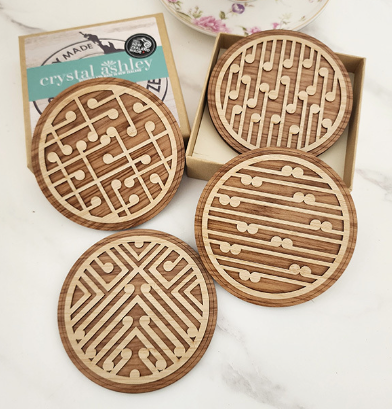 Coasters Set Bamboo+ Rimu: Koru (ctbrkr)