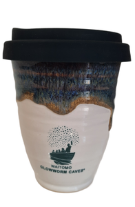 Glazed Take-Away Cup - Deep Sea Blue with Logo