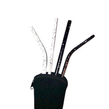 Load image into Gallery viewer, Black and White Speckled Enamel Straws 5 pce
