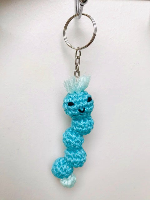 Glowworm Crochet w Hair Key Chain