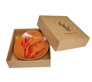 NZJLB1017 - Jo Luping Design - Harakeke Flower 3 Red On Orange