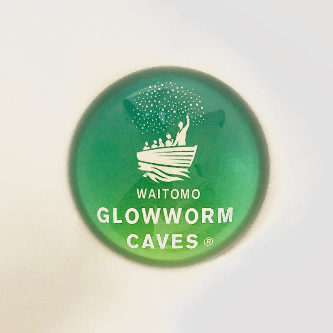 Crystal Paperweight Waitomo Glowworm Cave Logo