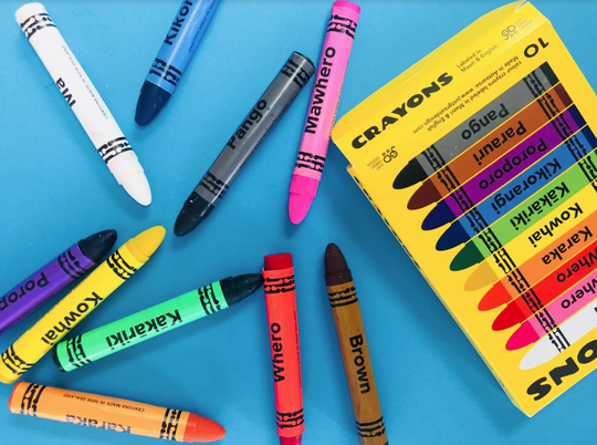Crayons in Te Reo Maori and English 10 pack